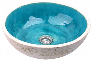 Flora - turquoise sink with a white edge